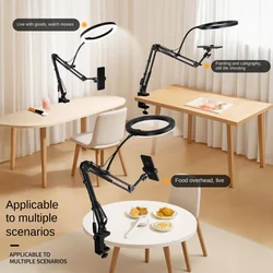 Trípode superior para teléfono, soporte con anillo de luz para grabación de vídeo, soporte para teléfono móvil, tableta, almohadilla de 4-12,9 pulgadas