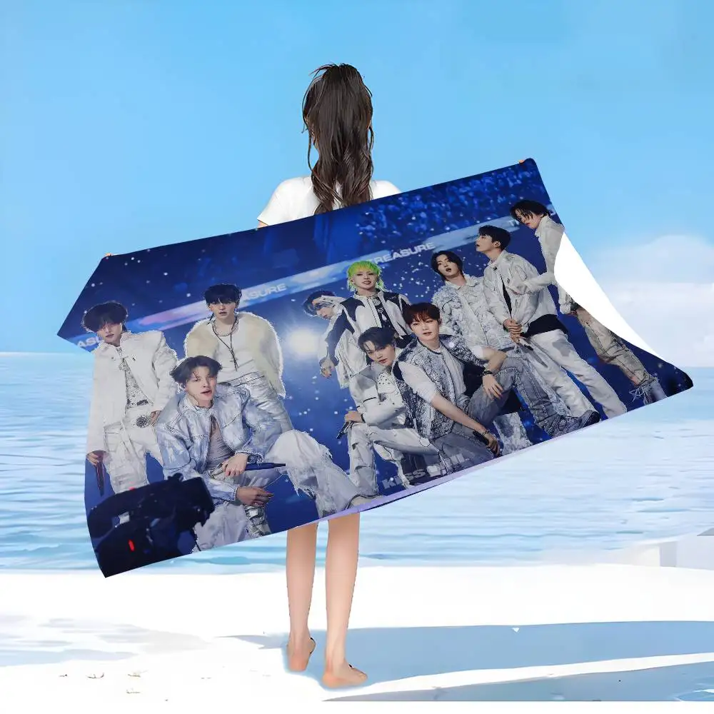 Kpop Group T-Treasure Beach Towel Colorful Bath Towels for Girl Microfiber Quick Dry Custom Sand Free Beach Yoga Spa Gym Pool