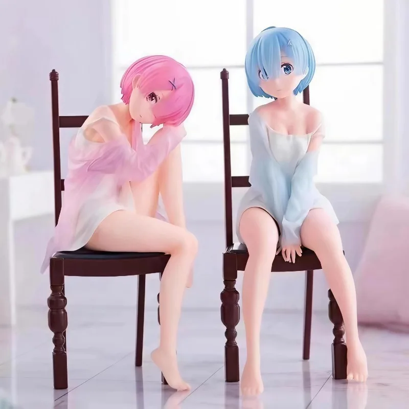 Re:Zero Pyjama Rem and Ram Seated Pose Figure Anime Collectible Nightwear Ver.
