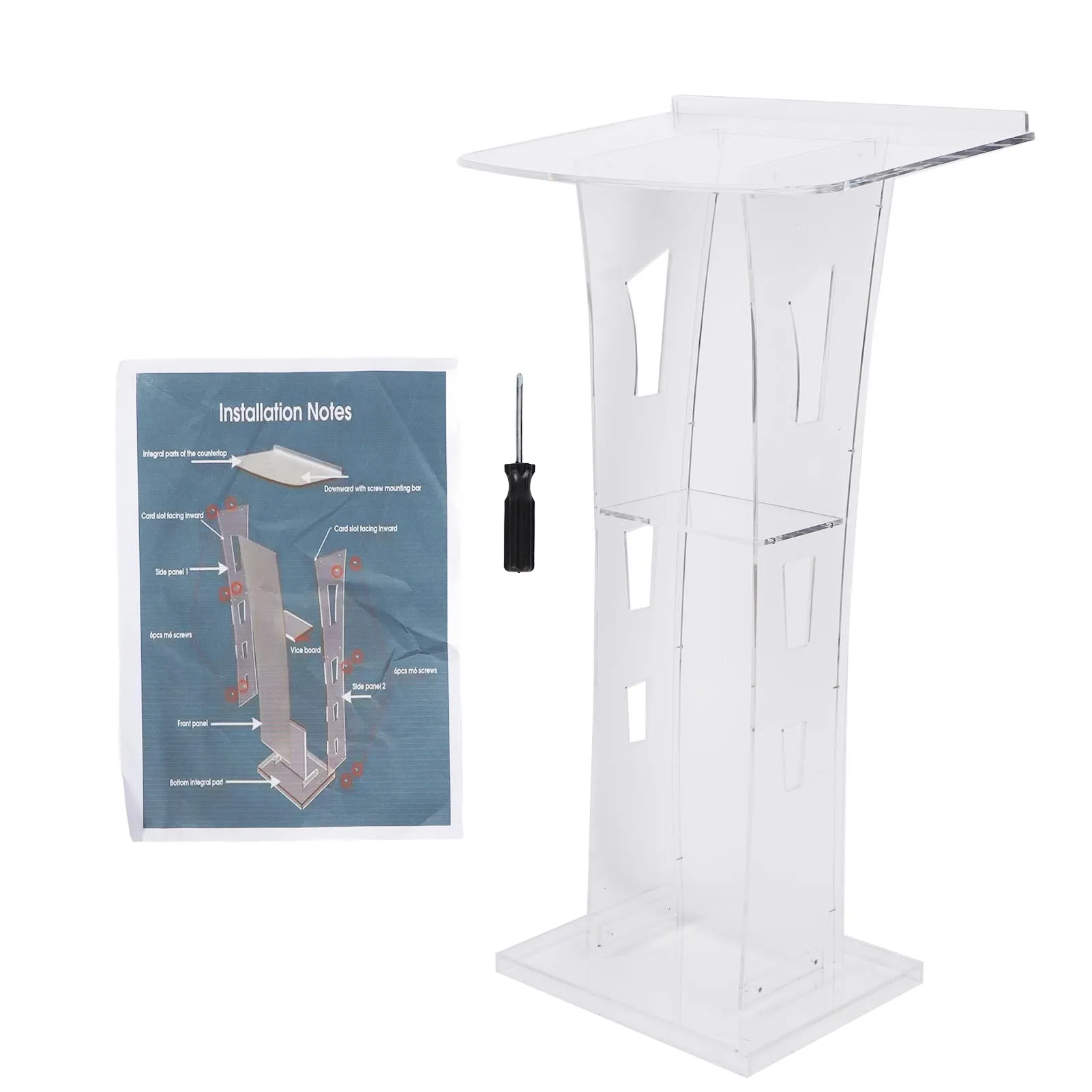 Standing Acrylic Podium Conference Hosting Platform Transparent Celebration Stand Assembly Set