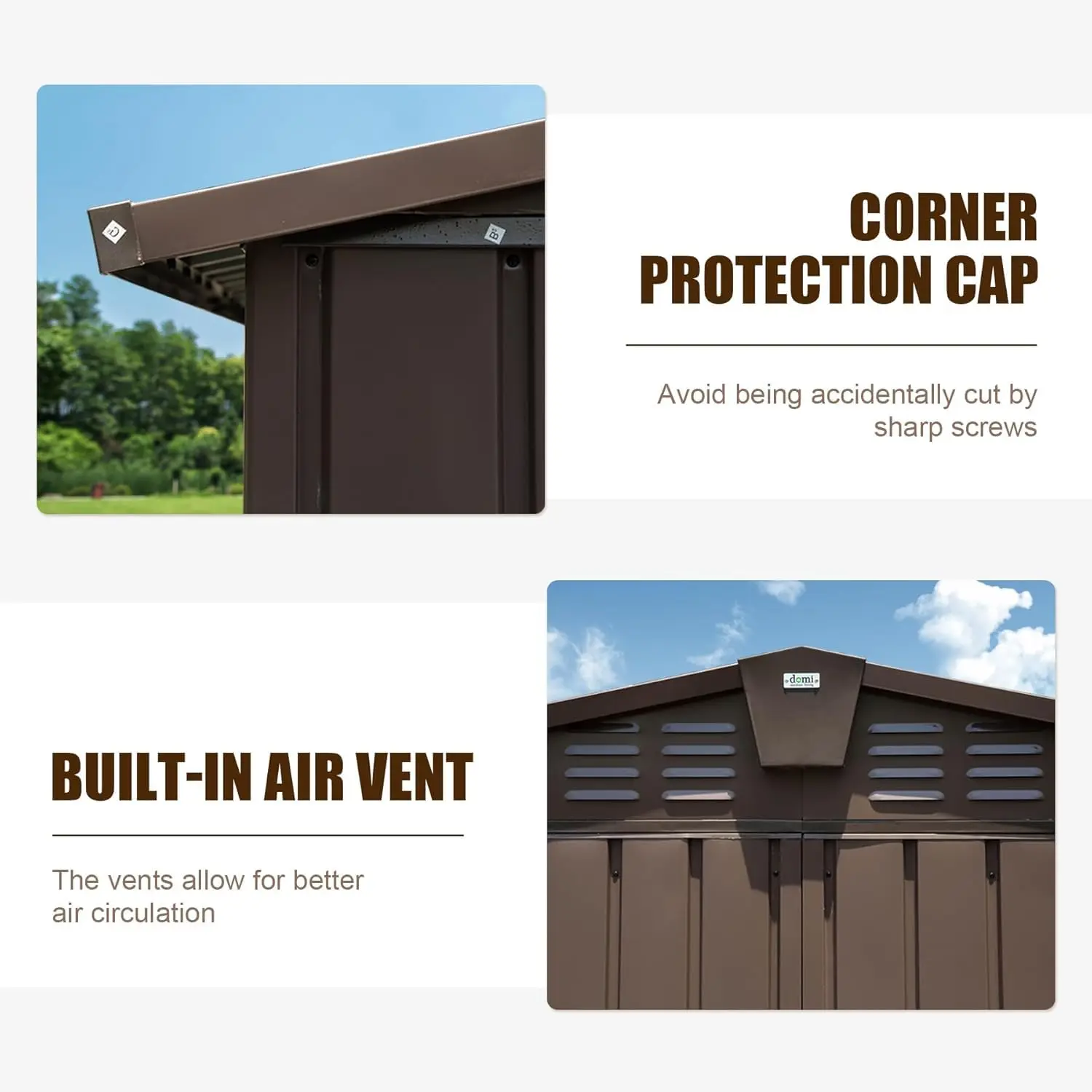 Metal Storage Shed 8.2x6.2 FT with Lockable Double Door, Waterproof Outdoor Bike Shed for Garden Backyard Lawn, Customized - view 5