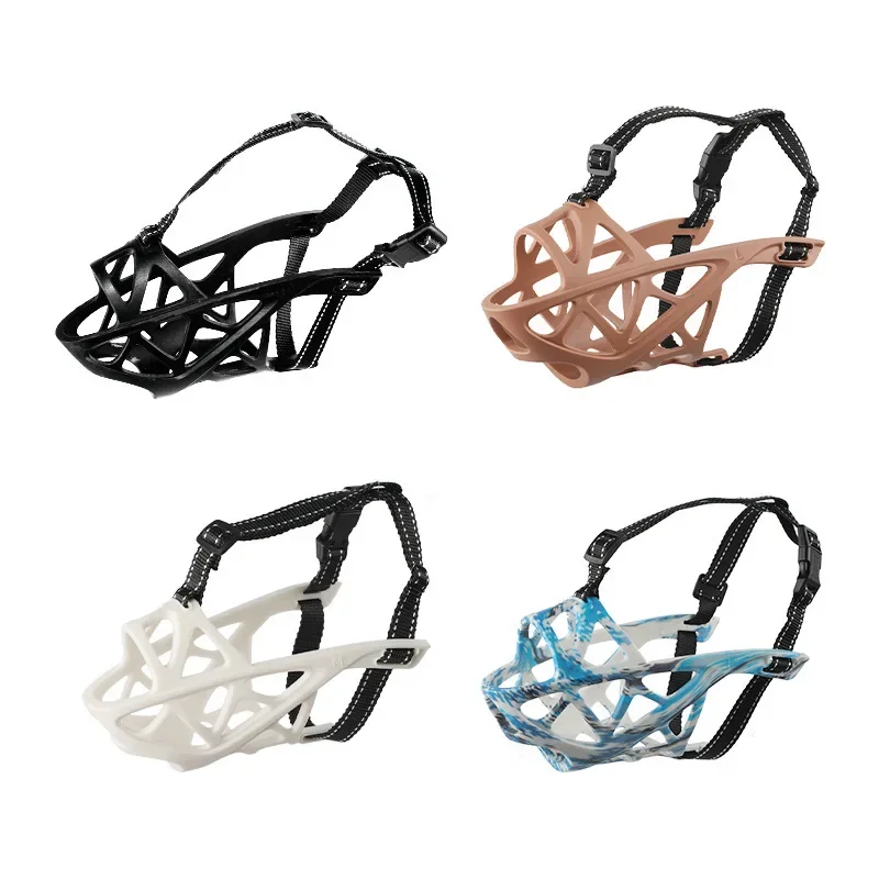 Adjustable Dog Muzzle Soft Silicone Breathable Strong Basket Small Medium Large X-Large Dogs Mouth Muzzles Lightweight & Durable
