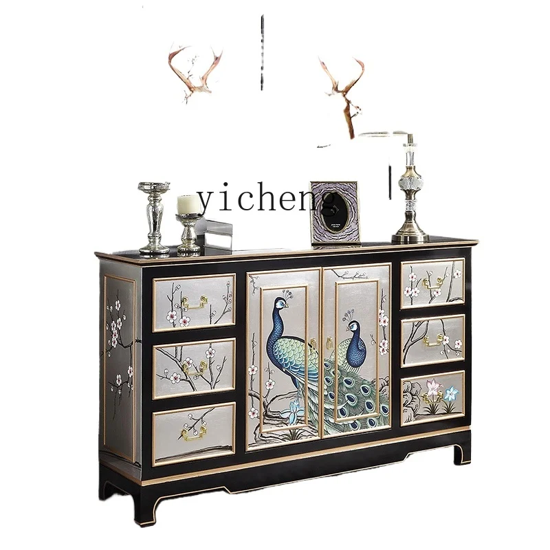 XL Sideboard Cabinet Entrance Cabinet Restaurant Side Dish Cabinet Painted Furniture Model Room Peacock Screen Hallway