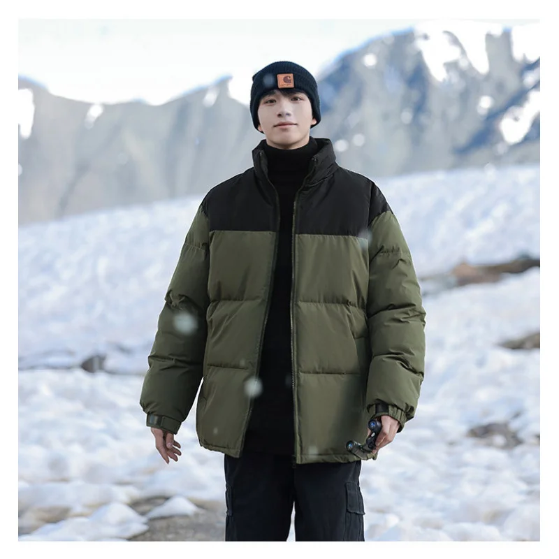 

GIOIOMen's cotton clothes，Autumn Color Block Stand Collar Simple Lightweight Cotton Jacket Coat，Men's Jacket