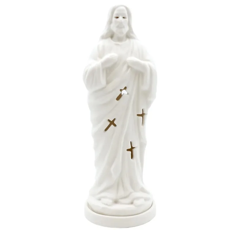 Handmade high-quality ceramic religious matte white glaze ceramic Jesus incense burner