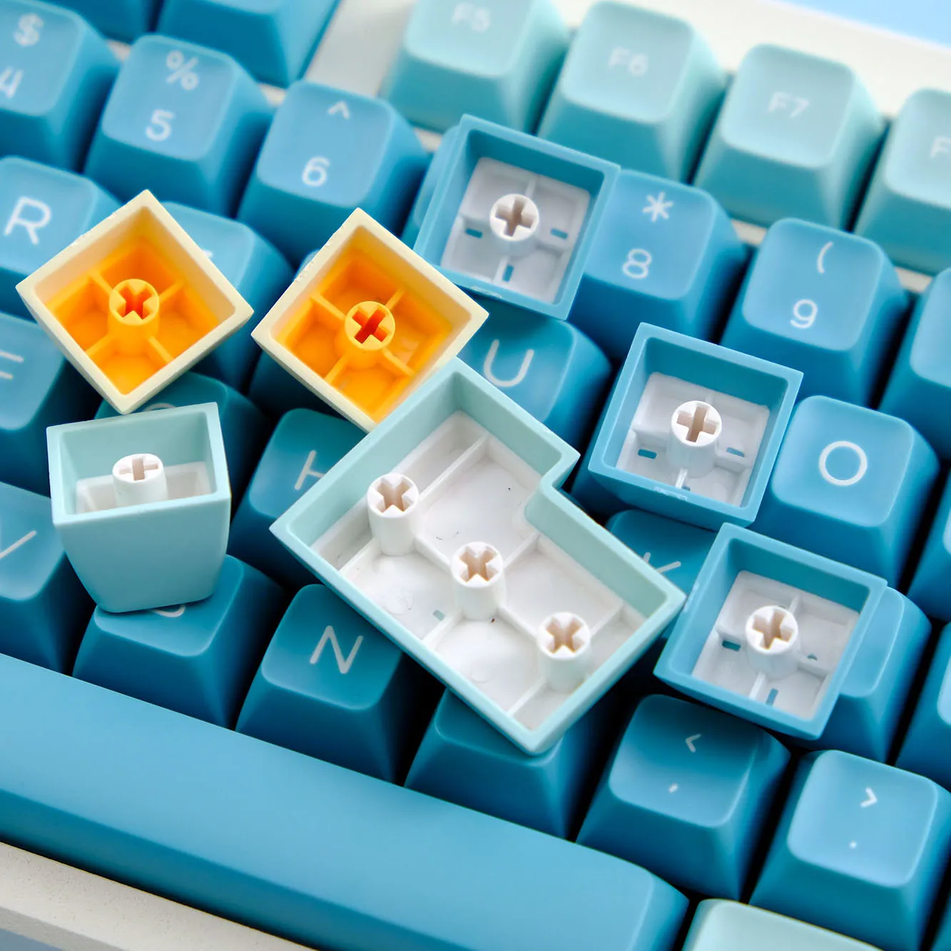 Imagem -05 - Teclado Pbt Sea Salt Lemon Keycaps Perfil SA Double Shot Jogos Mecânicos Interruptores Cereja mx 160 Teclas