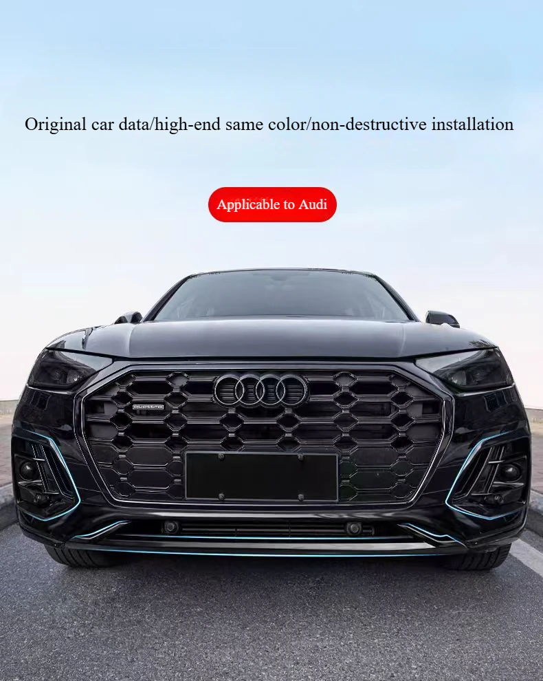 Dla Audi Q5 2021 2022 2023 2024 2025 Black Warrior Wykończenie przedniego zderzaka, osłona lampy przeciwmgielnej, osłona rury wydechowej