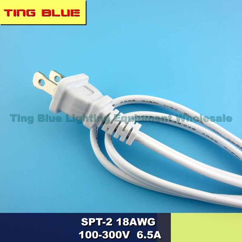 Standard US plug power cord conductive wire SPT-2 lamp electrical lighting wire 18AWG 6.5A white