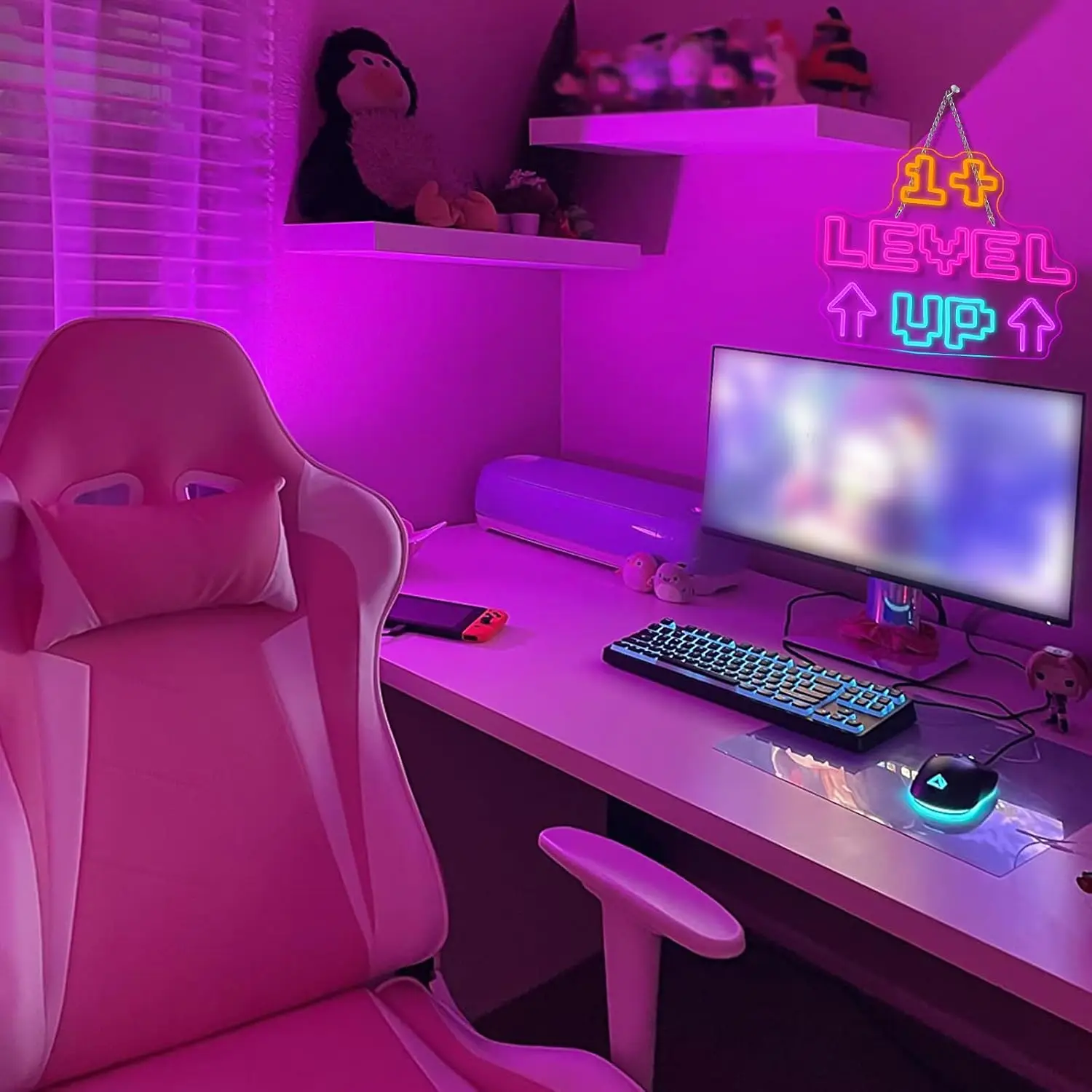 Level Up LED Neon Sign Game Style USB Neon Light Wall Hanging Lamp For Gamer Room Bedroom Bar Wall Home Decor Christmas Gift