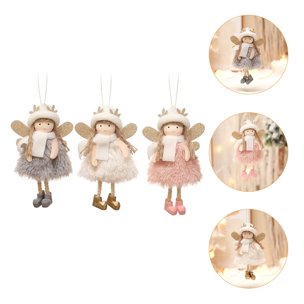 

3 pcs Angel Shaped Pendants Lightweight Christmas Decorative Hanging Ornaments Creative Xmas Party Accessories Small Exquisite