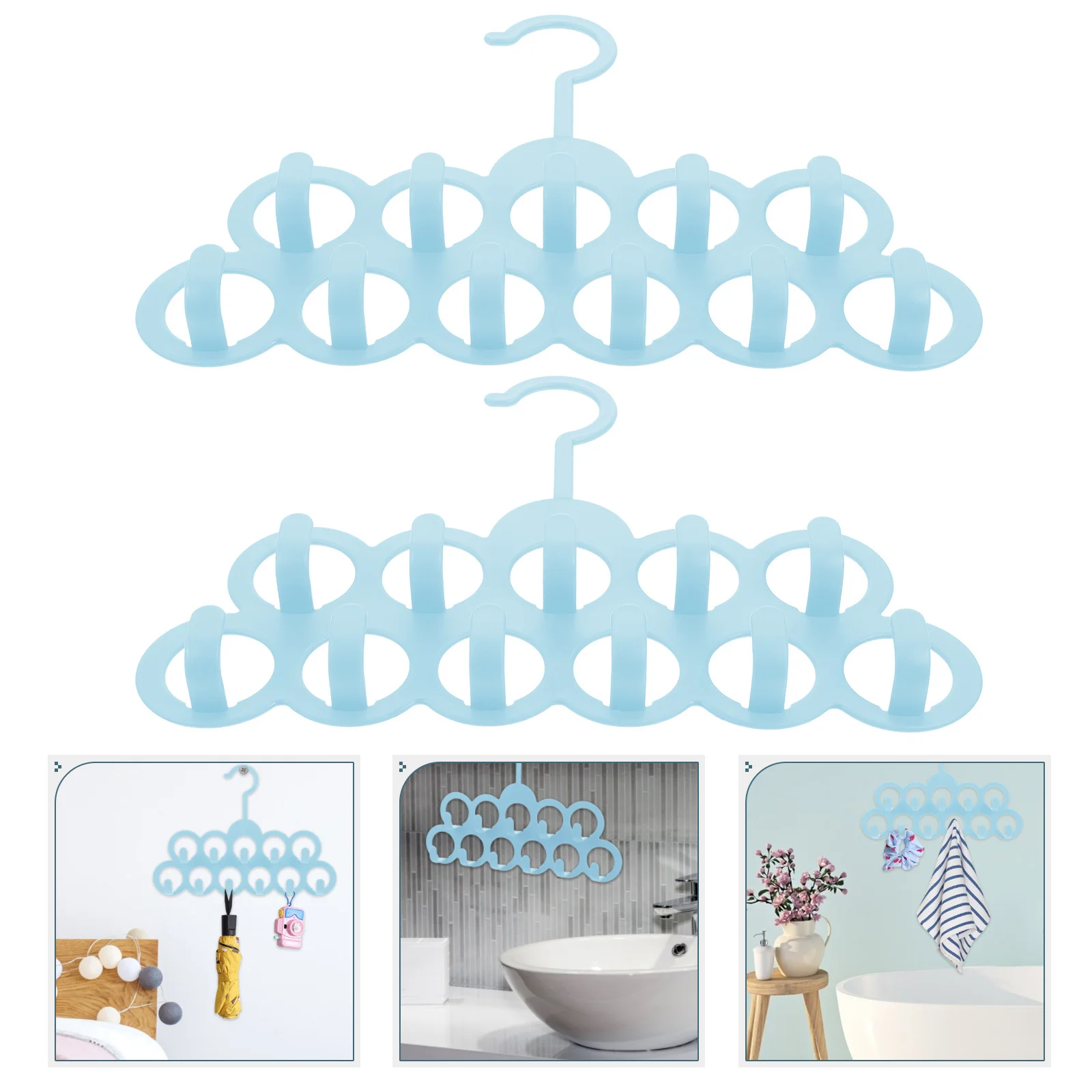 

2pcs Bathroom Storage Rack Plastic Hanger Organizer Closet Space Saving Scarf Belt Tie Hat Towel Bag Purse Holder Dorm Room