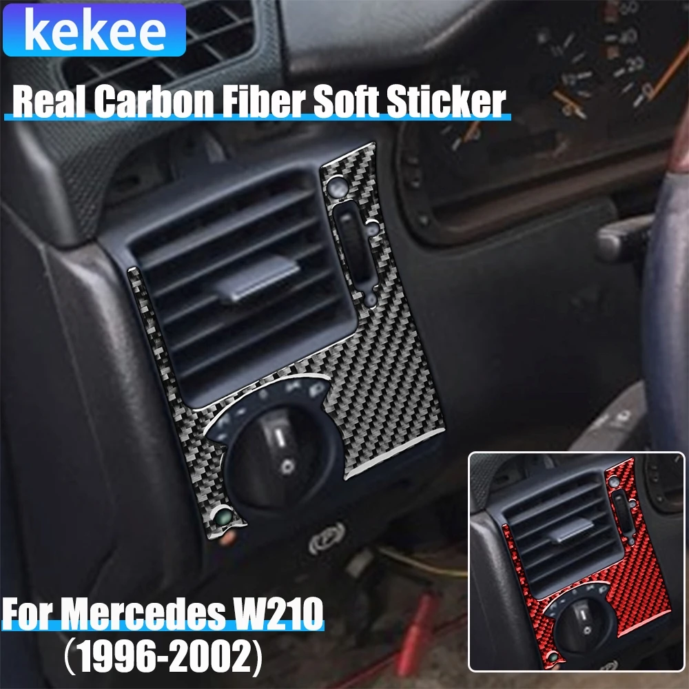 

Carbon Fiber Car Accessories Driver Air Vent Cover Soft Sticker For Mercedes W210 E Class 1996 1997 1998 1999 2000 2001 2002