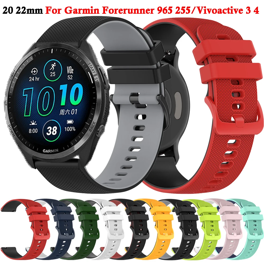 20 22mm Silicone Band For Garmin Forerunner 965 265 255 645 Bracelet For Garmin Move Trend/Vivoactive 4 3/Venu 2 Plus/SQ Strap