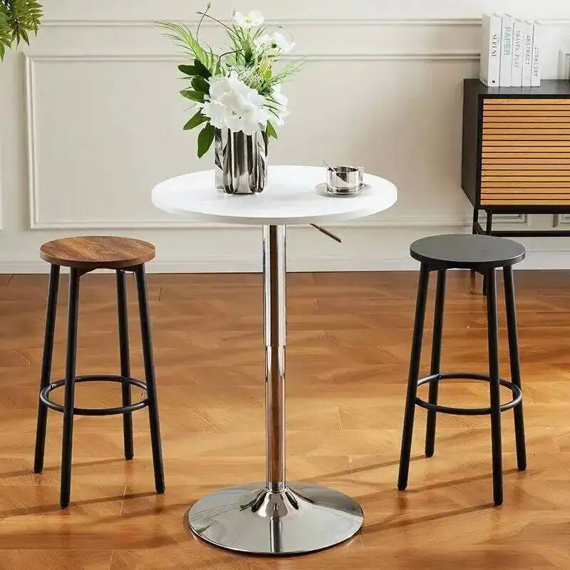 

Барный стул для отдыха, простой современный высокий табурет, барный стол переднего острова, высокие табуреты из цельного дерева, домашние круглые табуреты для ног