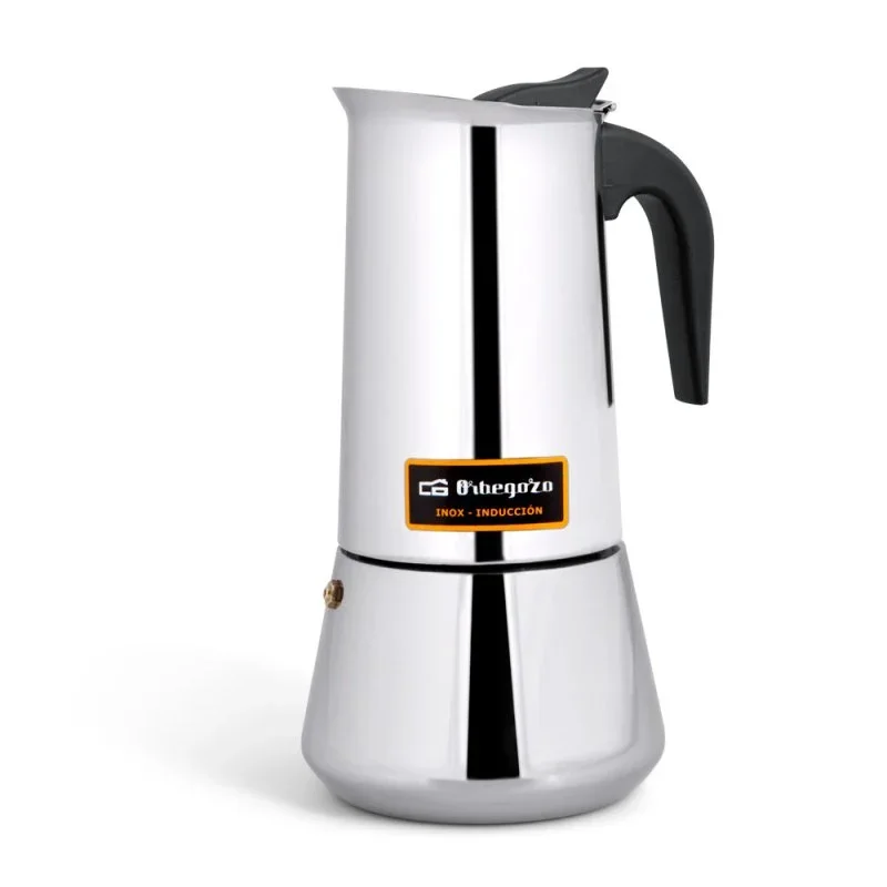 Cafetera Italiana Acero Inoxidable 2 4 6 9 12 Tazas, Asa, Válvula de Seguridad, Orbegozo