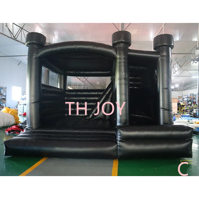 fast shipping,13x13ft 4x4m PVC commercial inflatable bouncy castle, Halloween black bounce house with slide combos