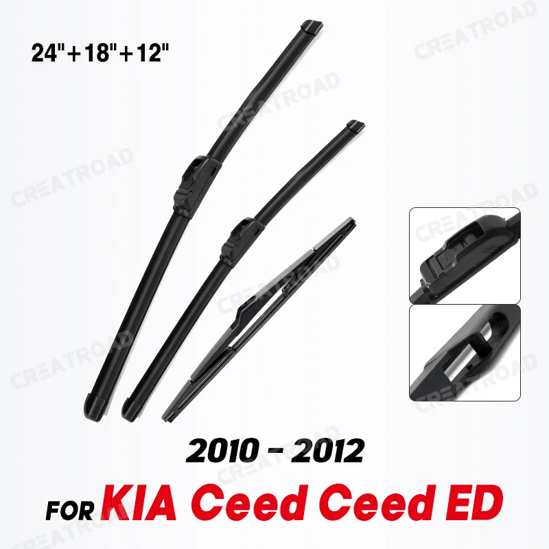 Wiper Front & Rear Wiper Blades Set Kit For KIA Ceed Ceed ED 2010 - 2012 Windshield Windscreen Window Brush 24\