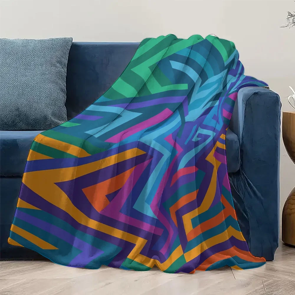 بطانيات بنمط هندسي نابض بالحياة ناعمة دافئة من الفلانيل الاسكتلندي جحر الحيوانات الأليفة رمي بطانية للسرير الأريكة المفارش لحاف البطانيات #2