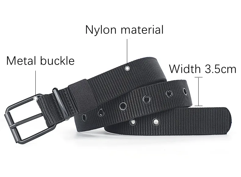 Men\'s Casual Belts Solid Color Belts Fashion Simple  Metal Belt Hole Black Metal Buckle Men\'s Apparel Accessories 120cm
