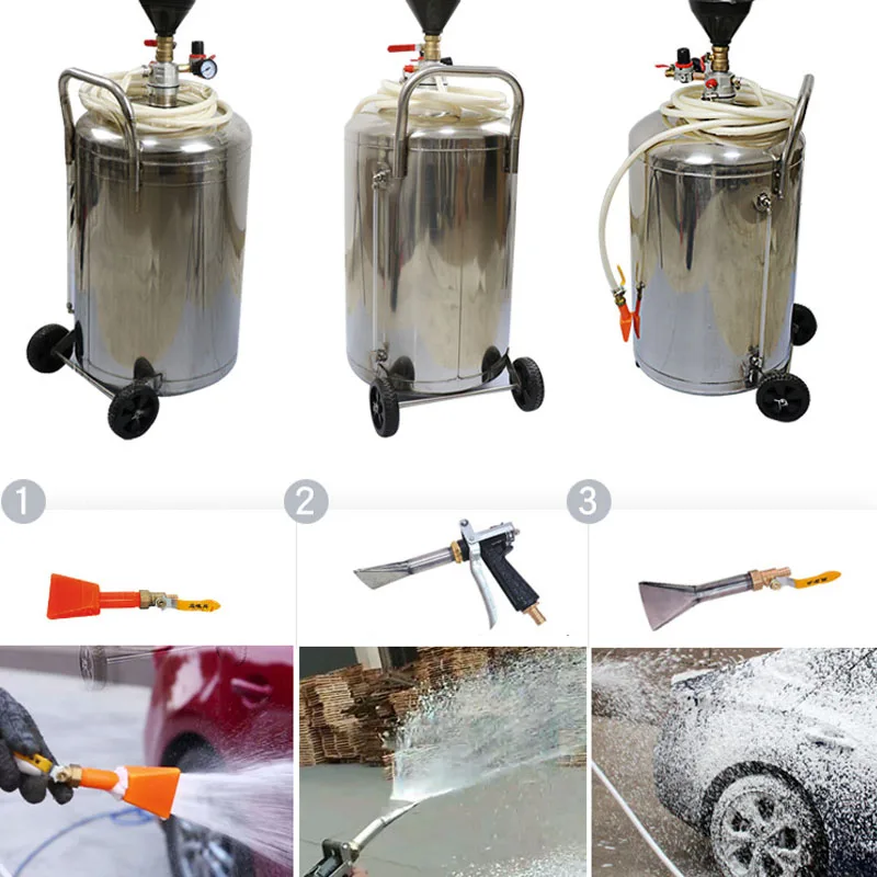 80L Car Wash Beauty Shop Stainless Steel Foam Machine Thickening Explosion-proof Plastic Foam Barrel High Pressure Foam Machine