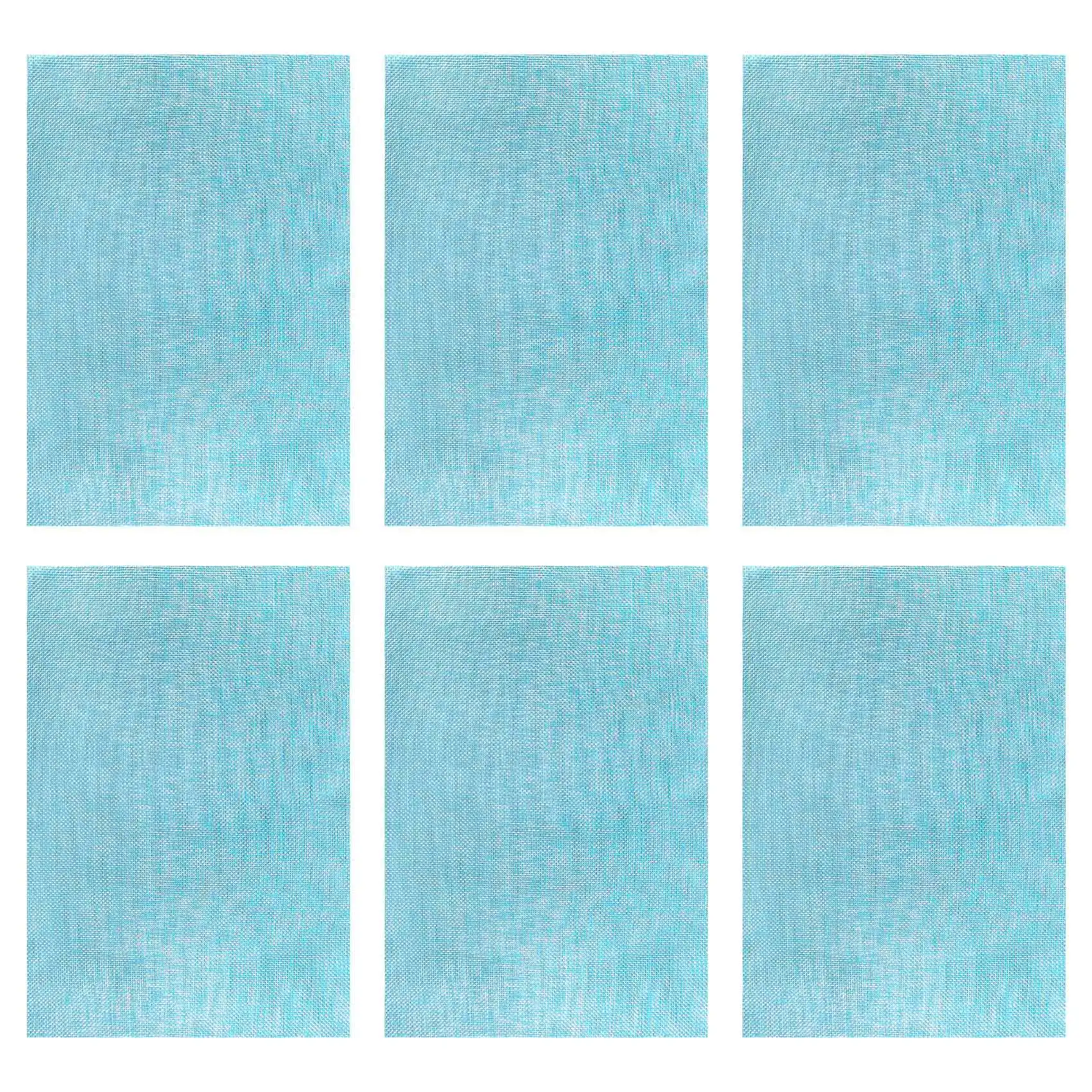 مجموعة مفارش طاولة زرقاء مكونة من 6 قطع غير قابلة للانزلاق وسهلة التنظيف وقابلة للمسح منسوجة من الفينيل وقابلة للغسل