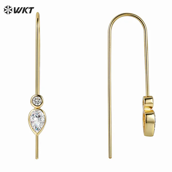 

WT-ME115 WKT New Design Gold Plated Brass Earrings With Cubic Zircon Tiny Accessory For Elegant Ladies Jewelry Simple Style