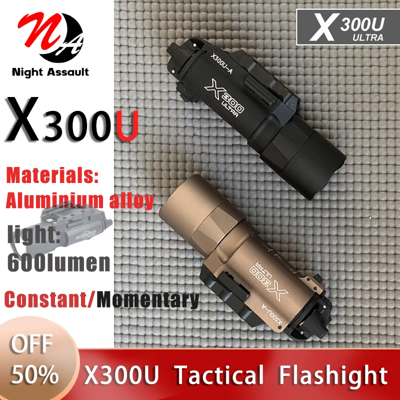 

Tactical Airsoft Surefir X300U X300 Ultra 600lm LED Flashlight Rifle Weapon Pistol Scout Hunting Gun Outdoor Light Fit 20MM Rail