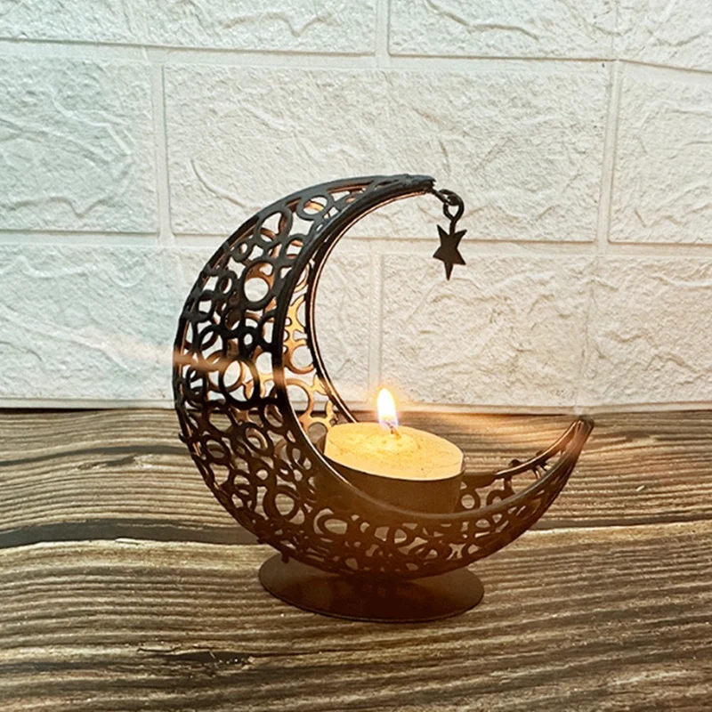 A Candle Holder Ramadan Metal Candlestick Eid Mubarak Decoration Light Luxury Wedding Muslim Party Eid Al Adhagift