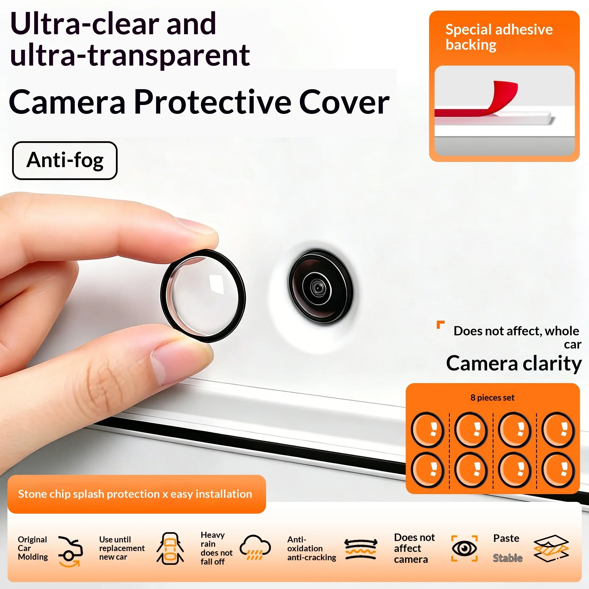For 360 Panoramic Rainproof Anti-Scratch Vehicle Accessories Car Front Rear Camera Cover Lens Protector Shield 2/4pcs