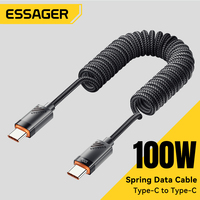 Essager 100W Type C To Type C Cable PD Fast Charging For iPhone 16 15 Xiaomi Samsung Macbook iPad 5A USB C Car Spring Data Cable