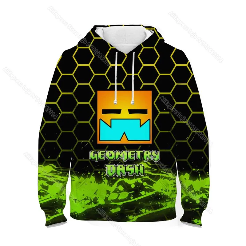 Kids Angry Geometry Dash 3D Print Hoodies Boys Girls Cartoon Anime Sweatshirts Tops Children Casual Pullovers Outwears Sudadera