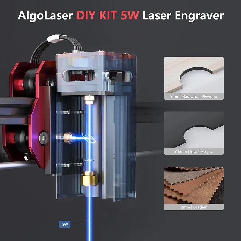 AlgoLaser Diy Kit Laser Master Engraver Cutter For Beginner 40*40cm Table Woodworking CNC Engraving Cutting Machine Metal Glass