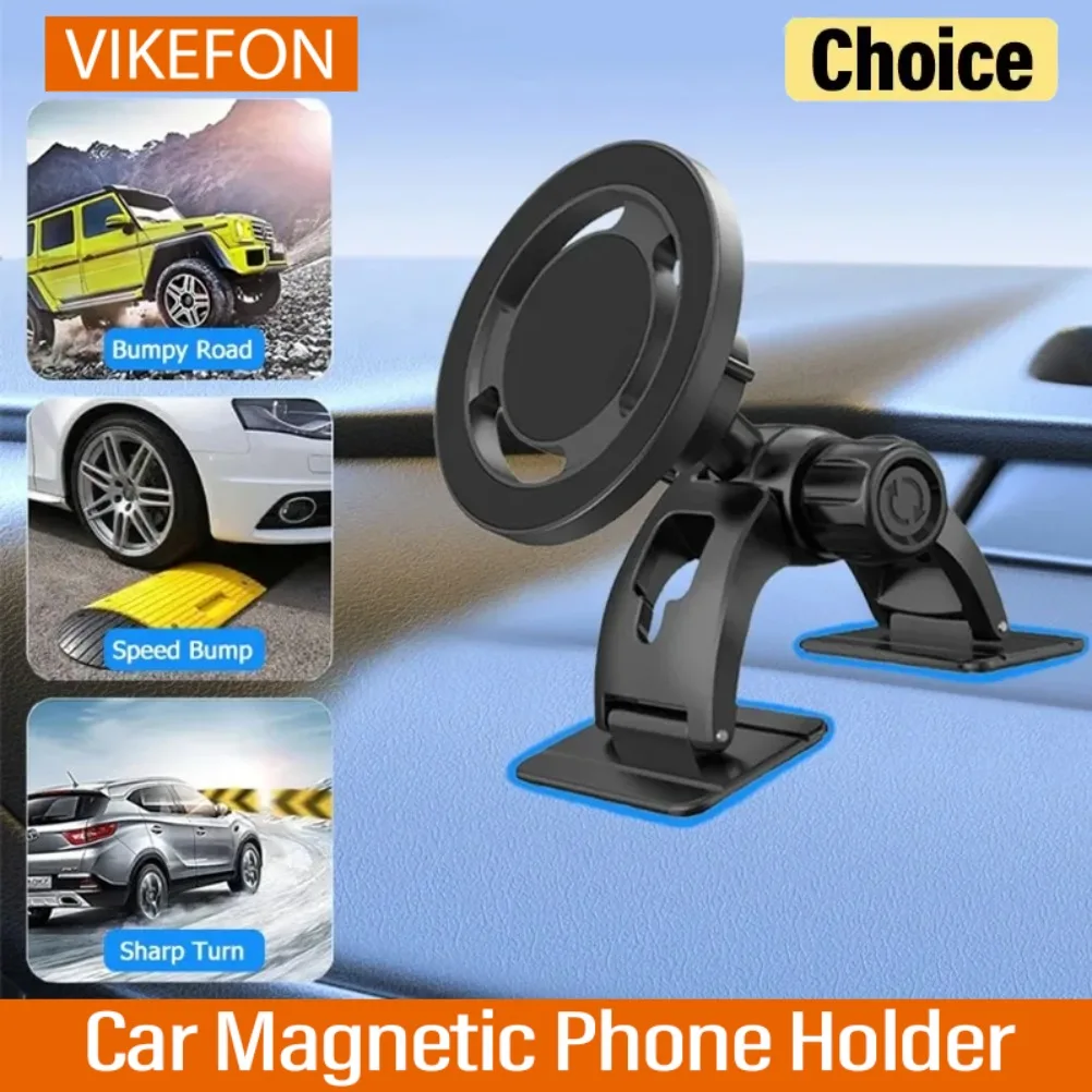 VIKEFON Auto-Magnet-Telefonhalter für MagSafe-Halterung, Upgrade-Stick auf der Armaturenbrett-Halterung für iPhone 17–12 Pro, passend für gebogene Oberflächen