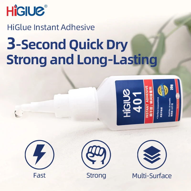 401 (20g) Super 3-Second Quick-Dry Glue, Super Strong Waterproof Adhesive for Leather, Rubber, Wood, Metal - Powerful Liquid Glu