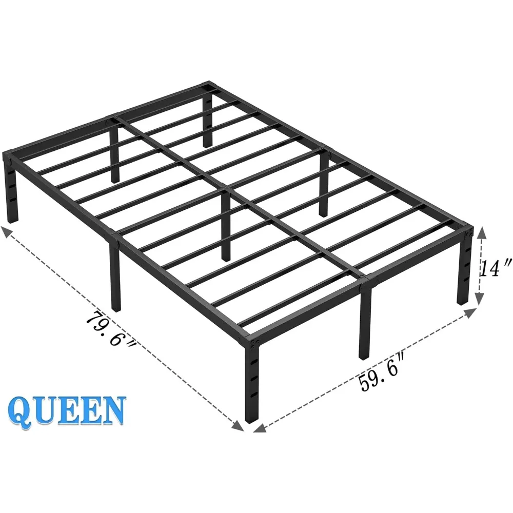 Metal Bed Frame,Queen Size Bed Frame with Storage Space,Heavy Duty Sturdy Mattress Foundation,Easy Assembly,No Box Spring Needed