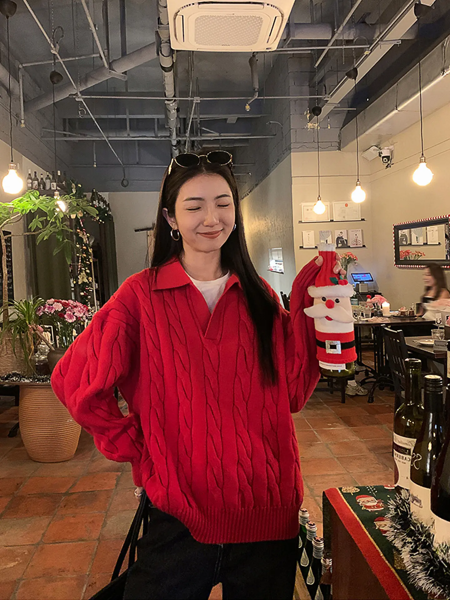 

Корейский морской вязаный свитер в горошек, женский осенне-зимний ленивый свитер с воротником небольшого размера, модный топ