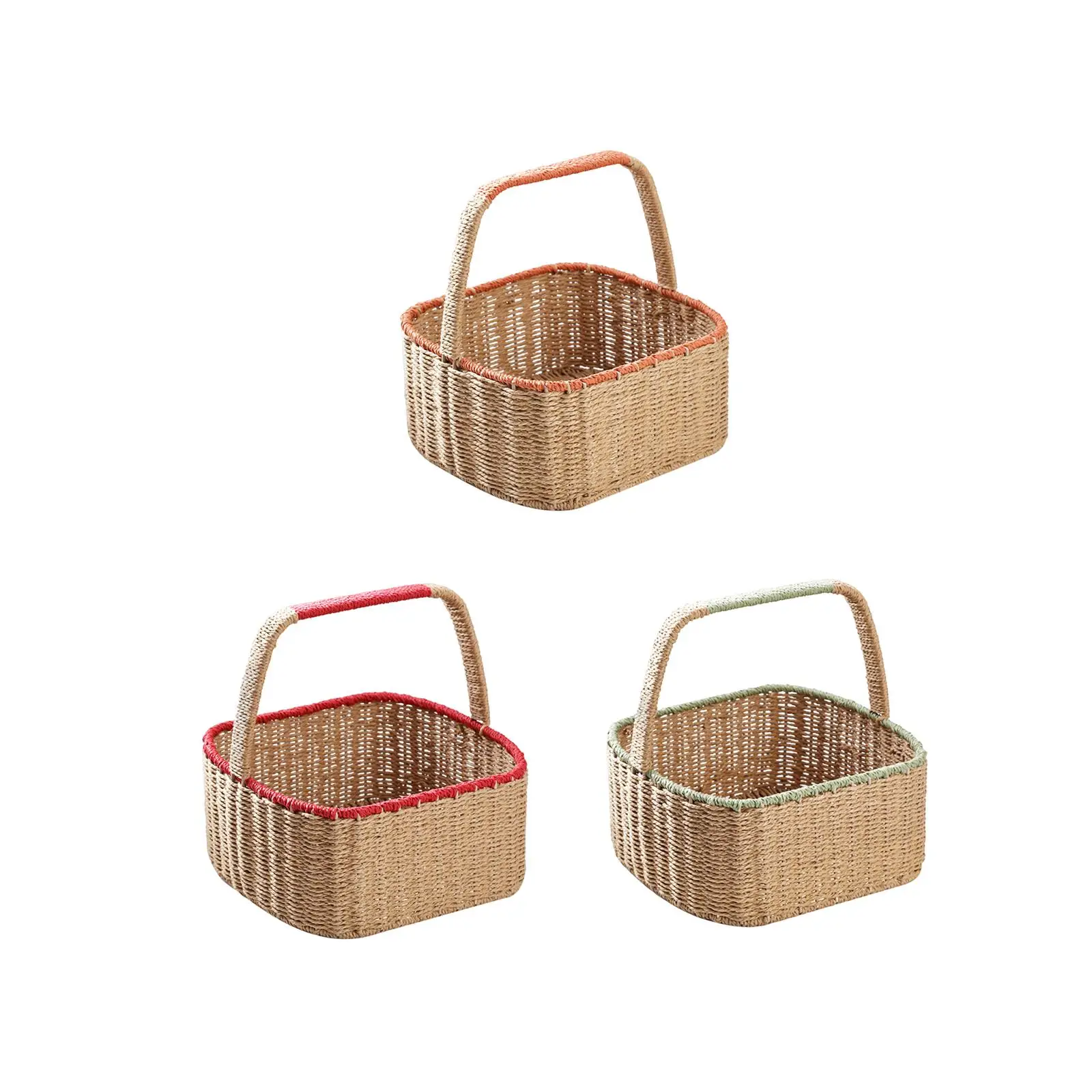 

Portable Woven Basket Shopping Basket Multifunction Bath Organizer Handmade Basket for Tabletop Vegetable Bread Books Nursery