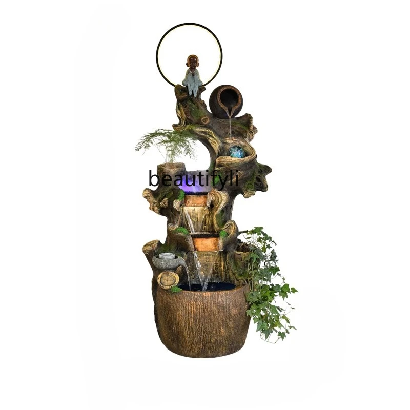 

Chinese-style flowing water root carving rockery fountain indoor living room decoration ornamental fish tank floor ornament