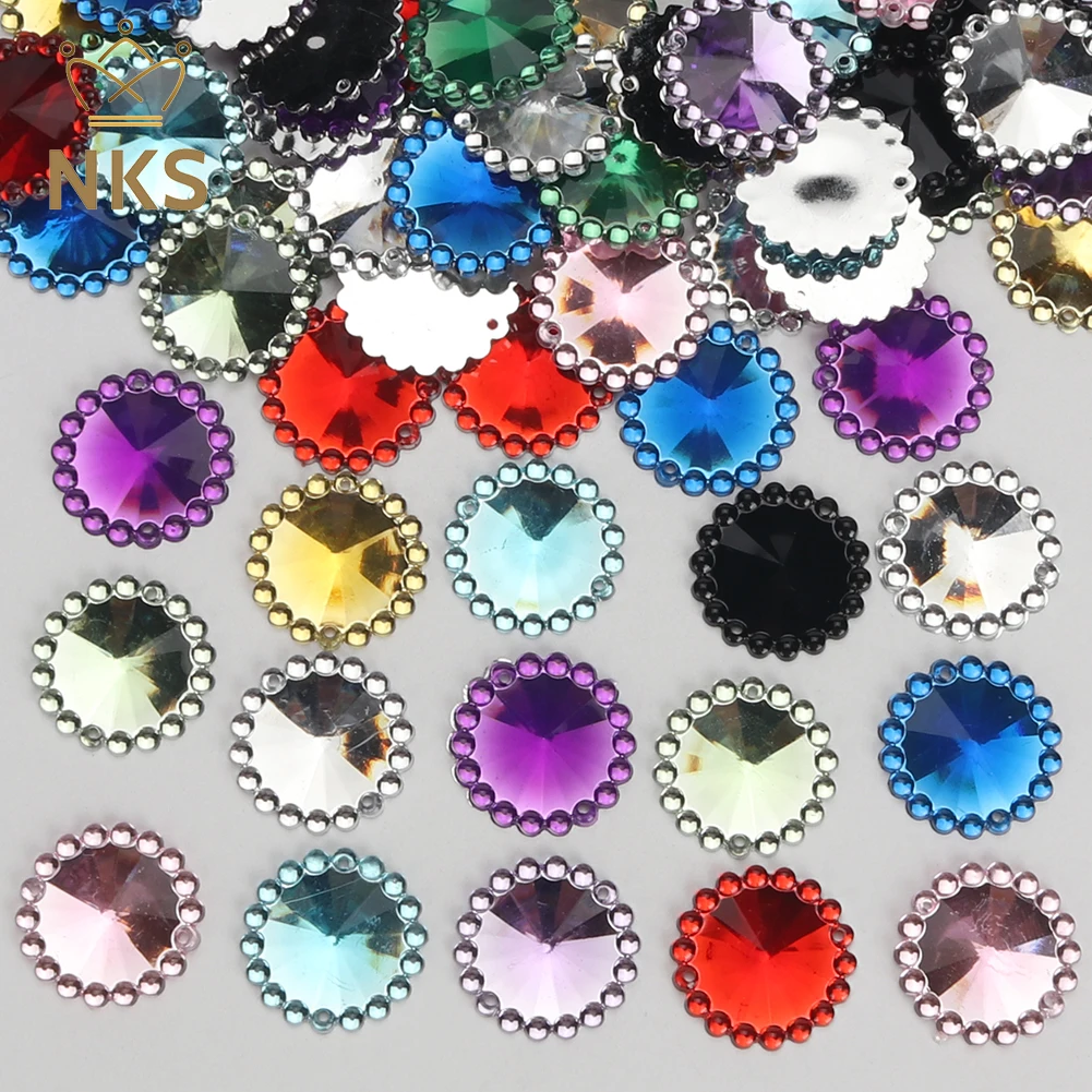 NKS 20mm Sunflower Acrylic Crystal Sew on Acrylic Rhinestone For Wedding Dress Clothing bags shoes Decorations