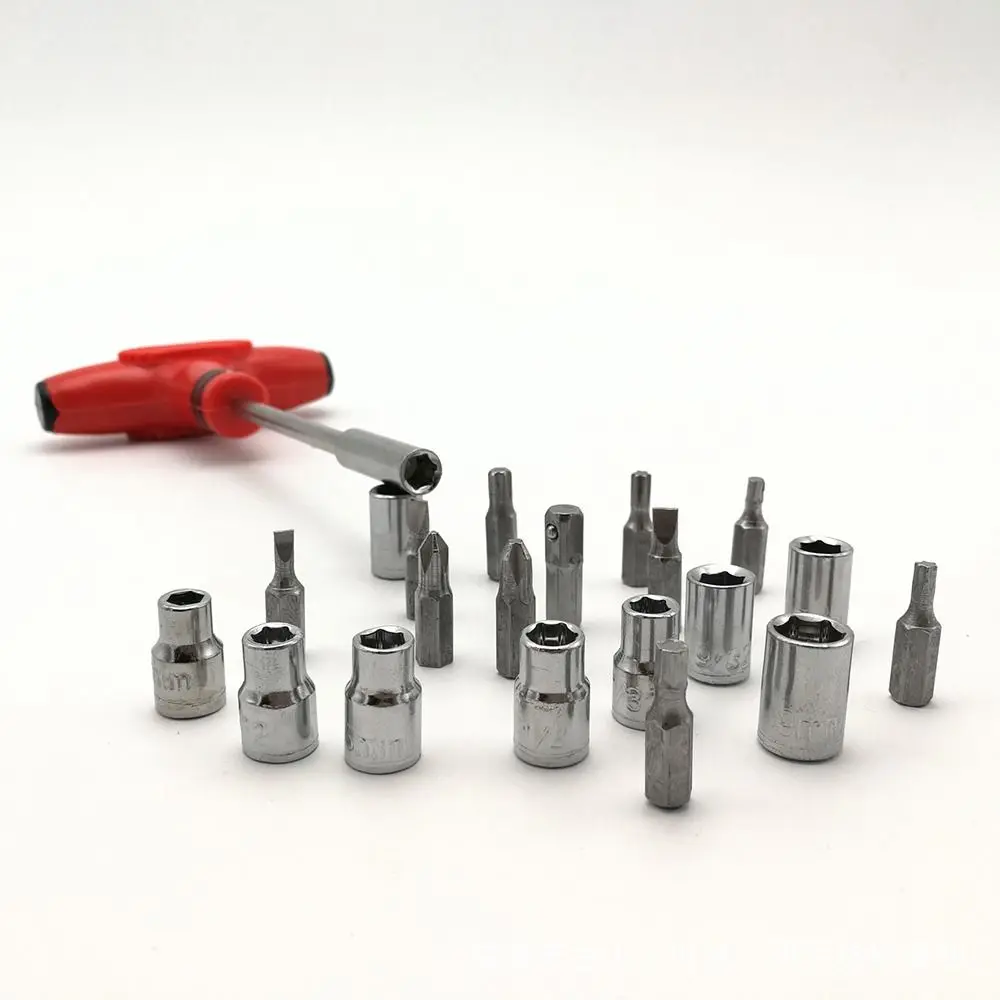 21Pcs/set Hex Screwdriver Bit Set Combination Multi-Function T-handle Wrench with Multiple Heads Portable Phillips Torx Slotted