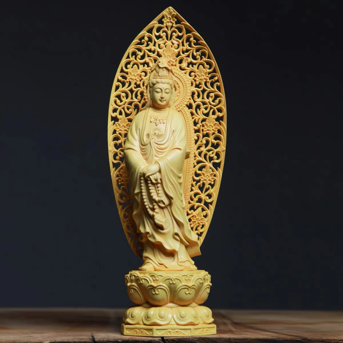 27cm High grade wooden Buddha Sculpture Buddhism Guan yin Avalokitesvara statue HOME family safety