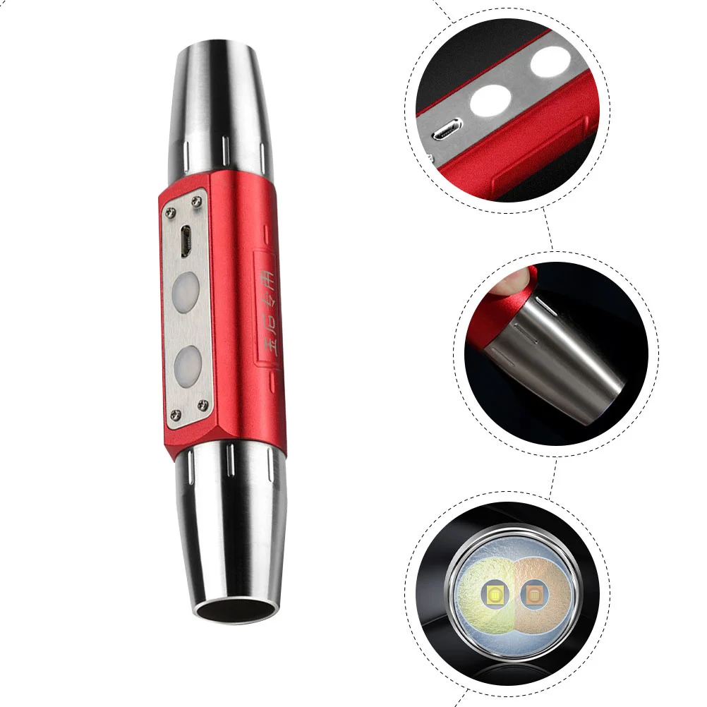 1 Set Jade Identification Flashlight USB Powered Portable Jewelry Hard-Light Multi Light Source Lamp for Craft Inspection