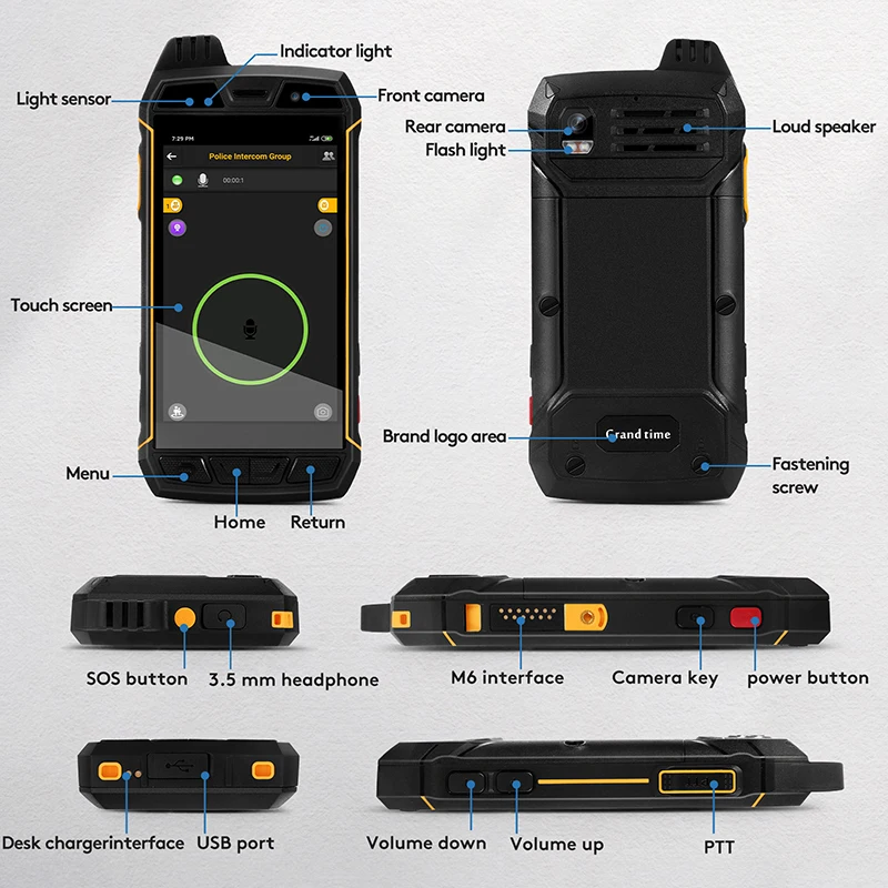 Popular durável grande tela de toque inteligente ai walkie talkie à prova dwaterproof água global faixa ilimitada handheld inteligente walkie talkie