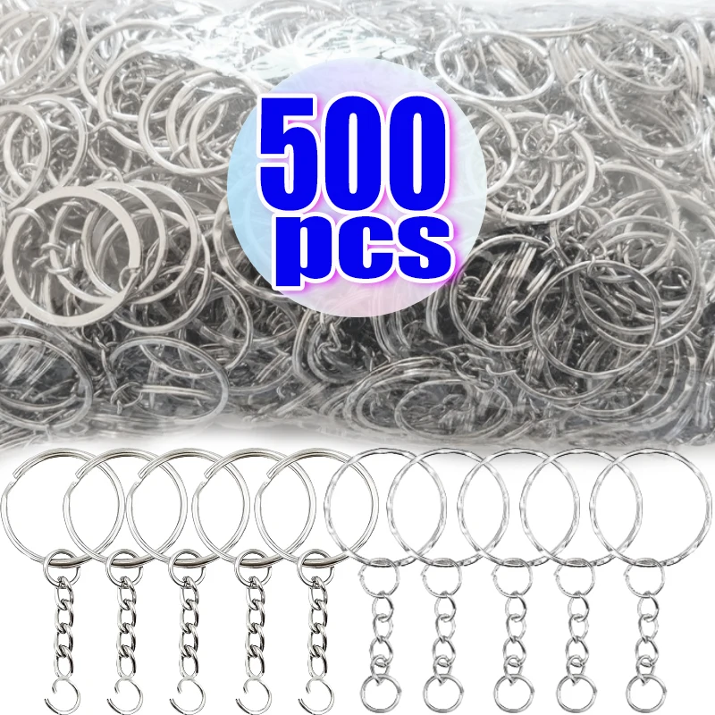 50/500ชิ้นพวงกุญแจเปล่าโลหะชุบเงินพวงกุญแจแยกพวงกุญแจกับห่วงโซ่ปีนเขาอุปกรณ์พวงกุญแจคาราบิเนอร์