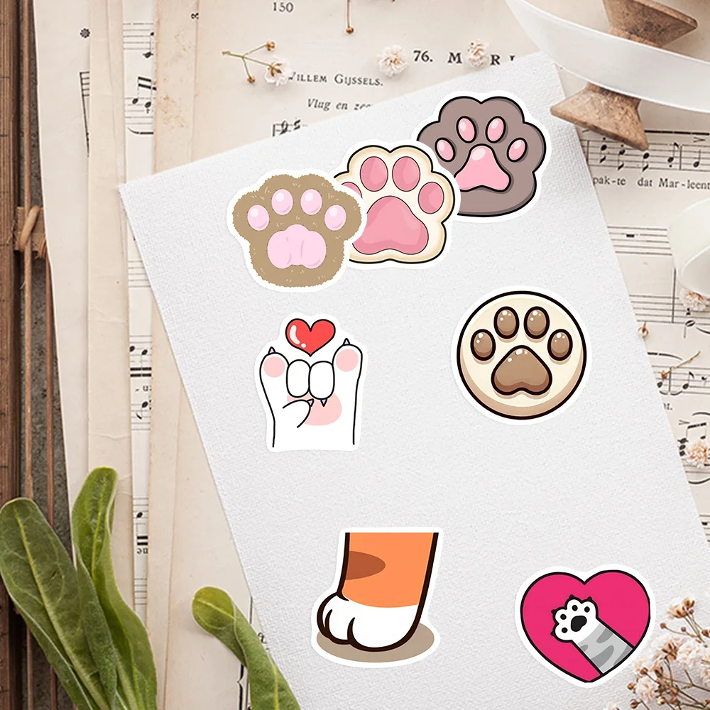 Adorable Kitten Claw Paw Vinyl Stickers Cute Kawaii Cat Waterproof Decal DIY Decor for Laptop Waterbottle Planner Scrapbook Gift