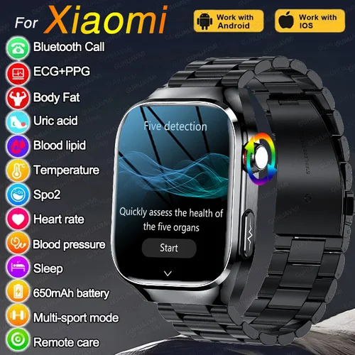 Imagen 1 del producto Reloj inteligente Xiaomi de alta gama con medida de precisión para hombres, ECG, grasa en sangre, frecuencia cardíaca, presión arterial, llamada resistente al agua, reloj inteligente deportivo