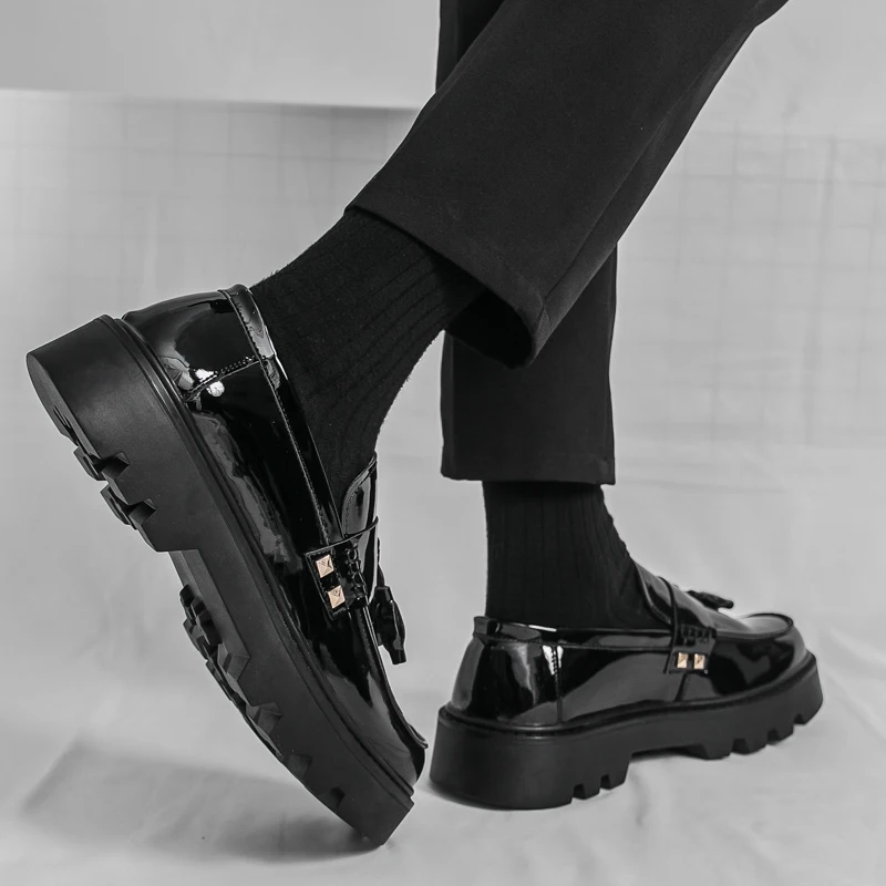 Scarpe, scarpe in pelle, velcro da uomo, testa tonda, traspiranti, business, casual, formali, pelle bovina, persone di mezza età e anziane, scarpe di papà