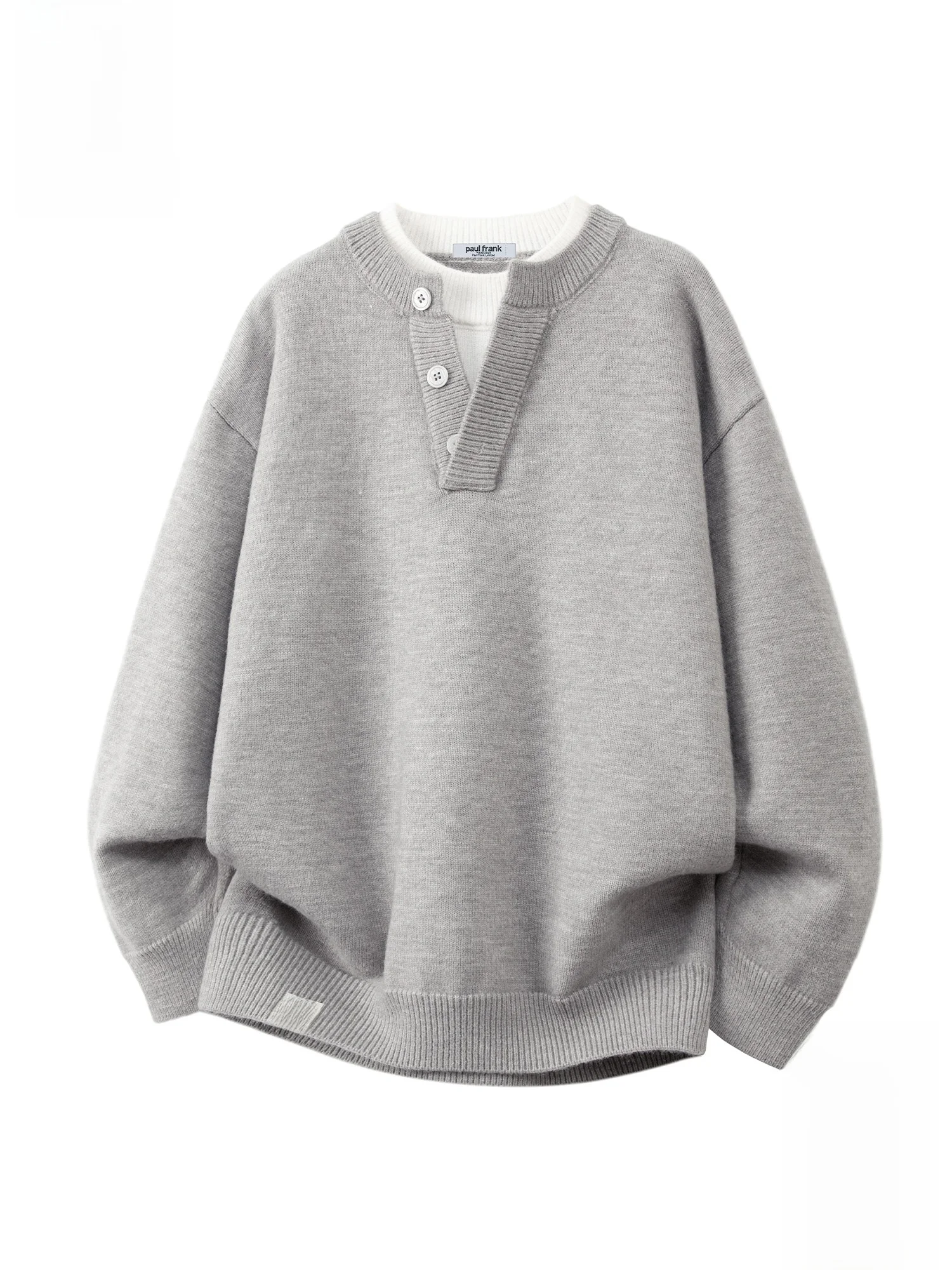 

Мужской вязаный свитер Paul Frank с круглым вырезом, повседневный, свободный, теплый, зимний, имитация двухслойности, комфортный, из смесового полиэстера