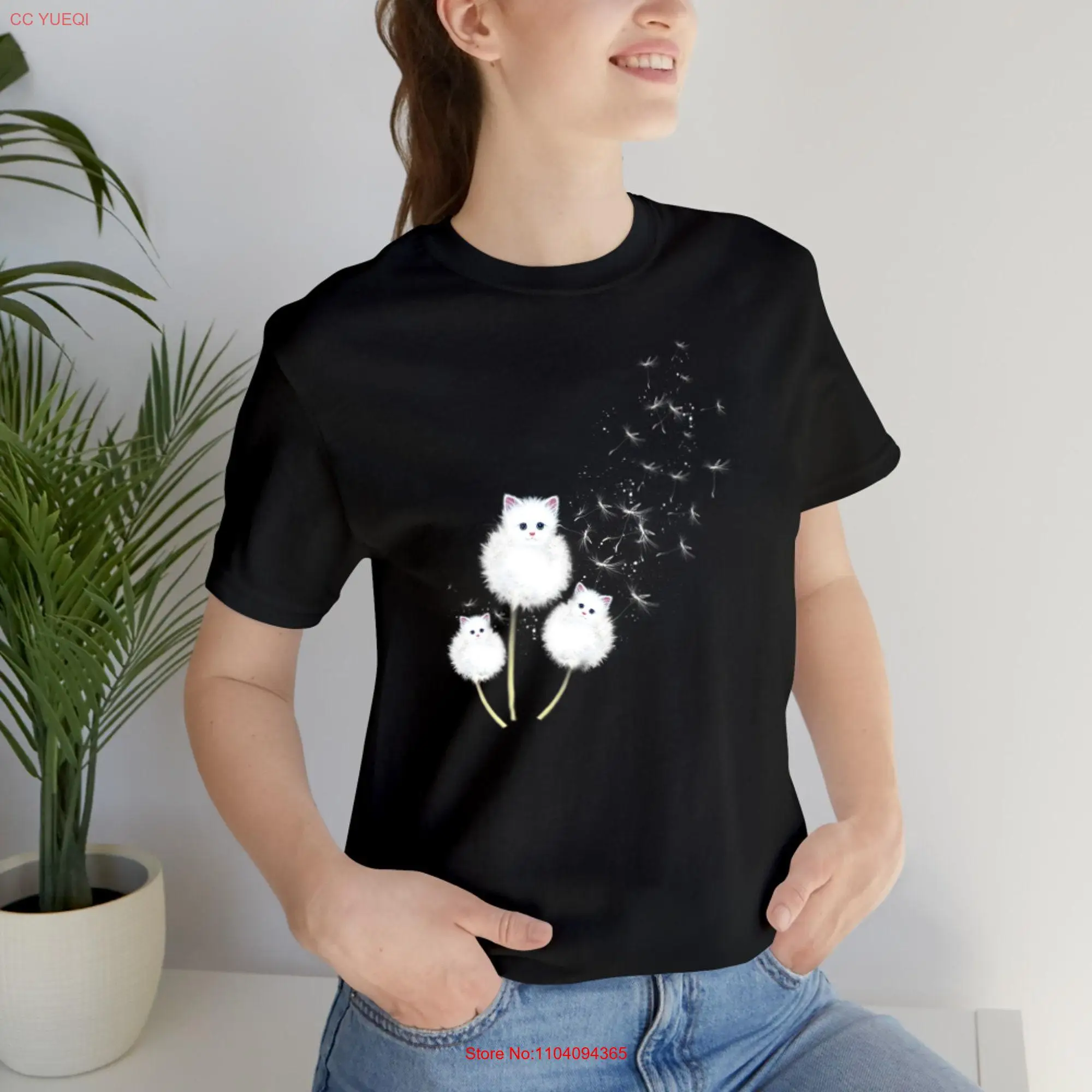 Whimsical Feline Blooms Cat Dandelion Flower T Shirt Floral s For Enthusiasts Whisker Blossoms long or short sleeves