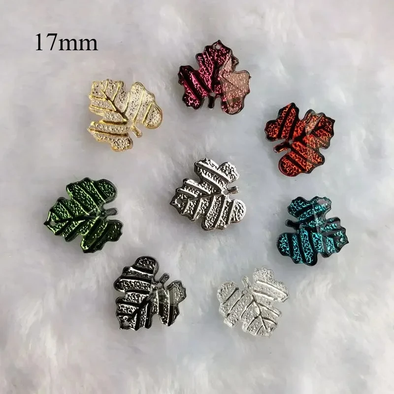20pcs DIY 17mm stones Sew on rhinestones Maple Leaf shape 17mm Flatback 2 holes gem stone resin crystal -B49